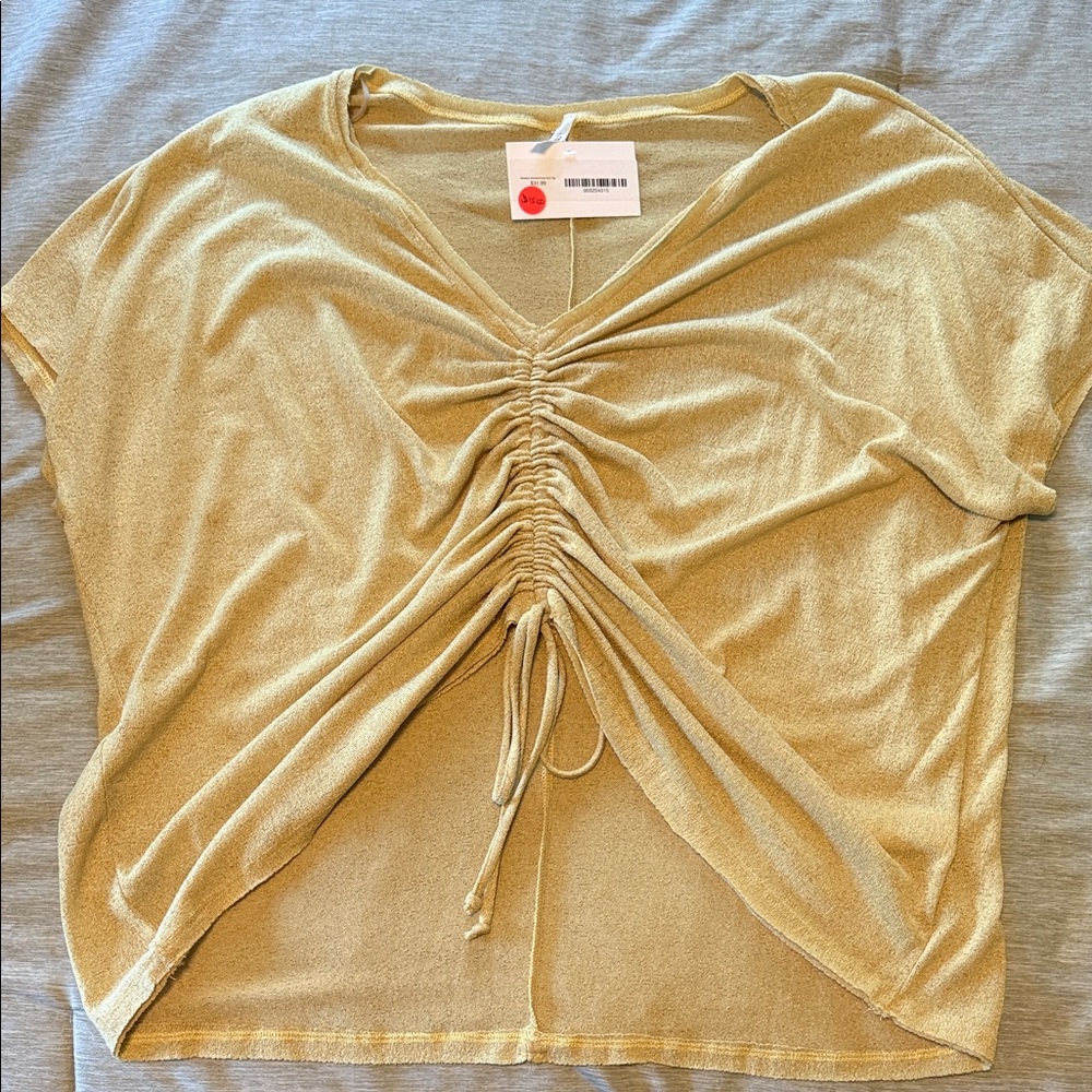 Ruched Mustard Top